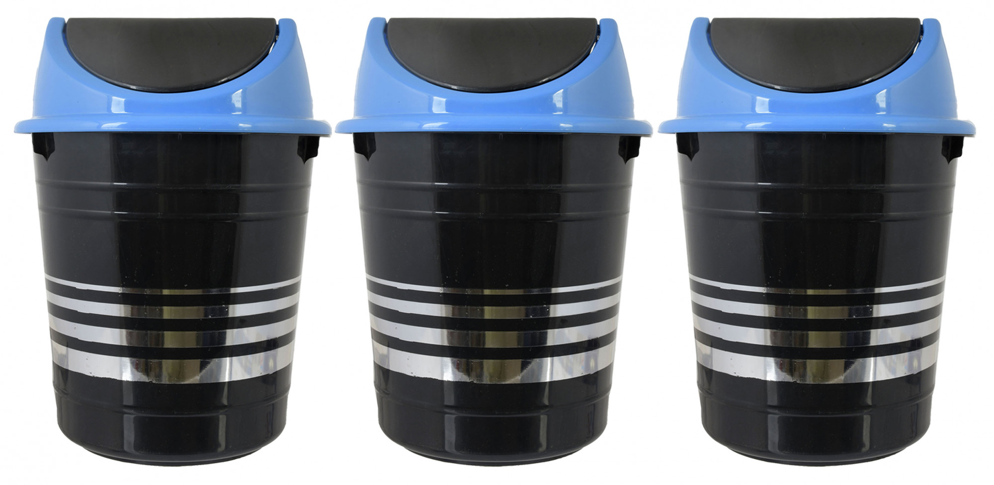 Kuber Industries Plastic Medium Size Swing Dustbin/ Swing Garbage Bin/ Waste Bin, 10 Liters (Black & Blue)