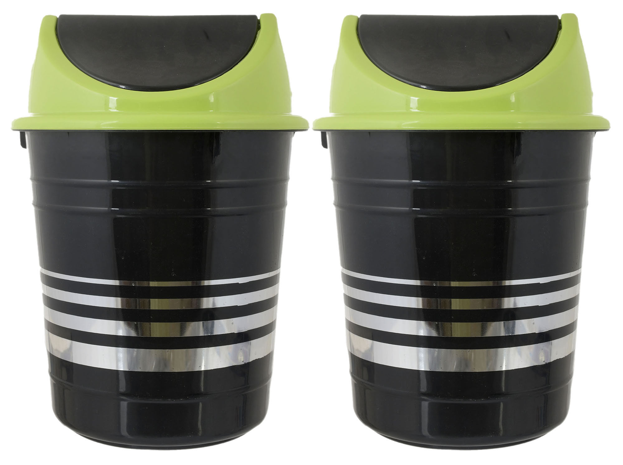 Kuber Industries Plastic Medium Size Swing Dustbin/ Swing Garbage Bin/ Waste Bin, 10 Liters (Black & Green)
