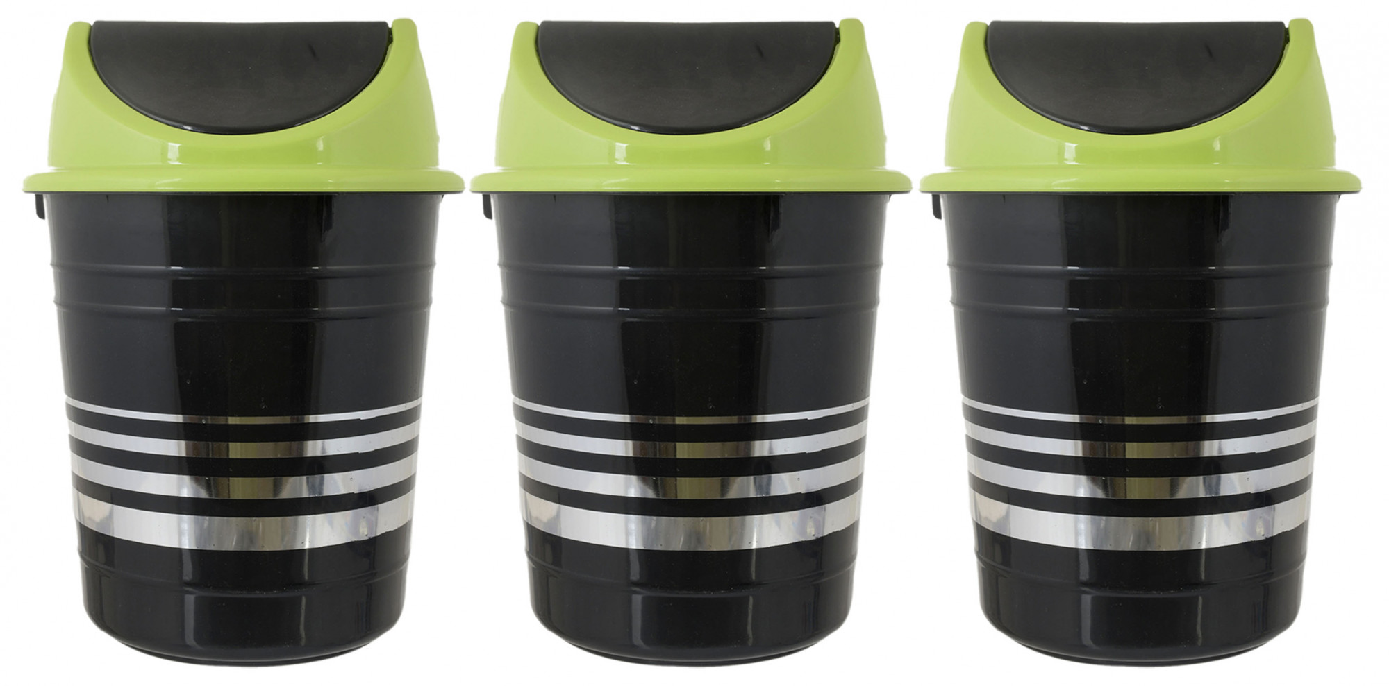 Kuber Industries Plastic Medium Size Swing Dustbin/ Swing Garbage Bin/ Waste Bin, 10 Liters (Black & Green)