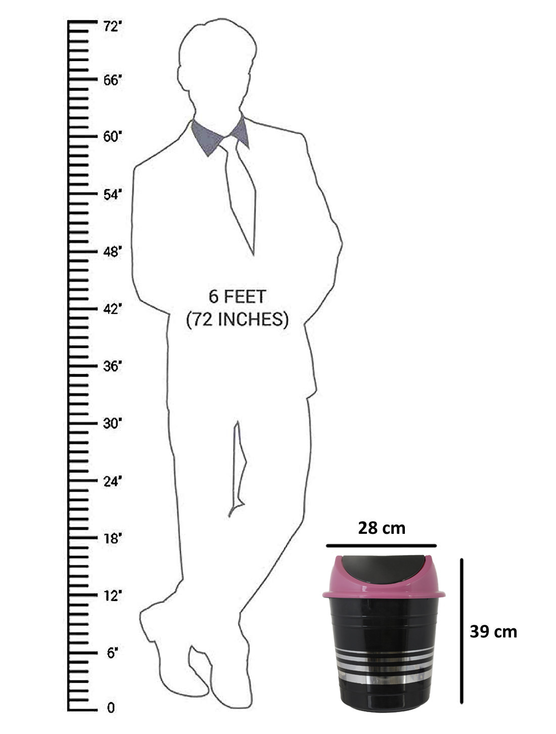 Kuber Industries Plastic Medium Size Swing Dustbin/ Swing Garbage Bin/ Waste Bin, 10 Liters (Black & Pink)