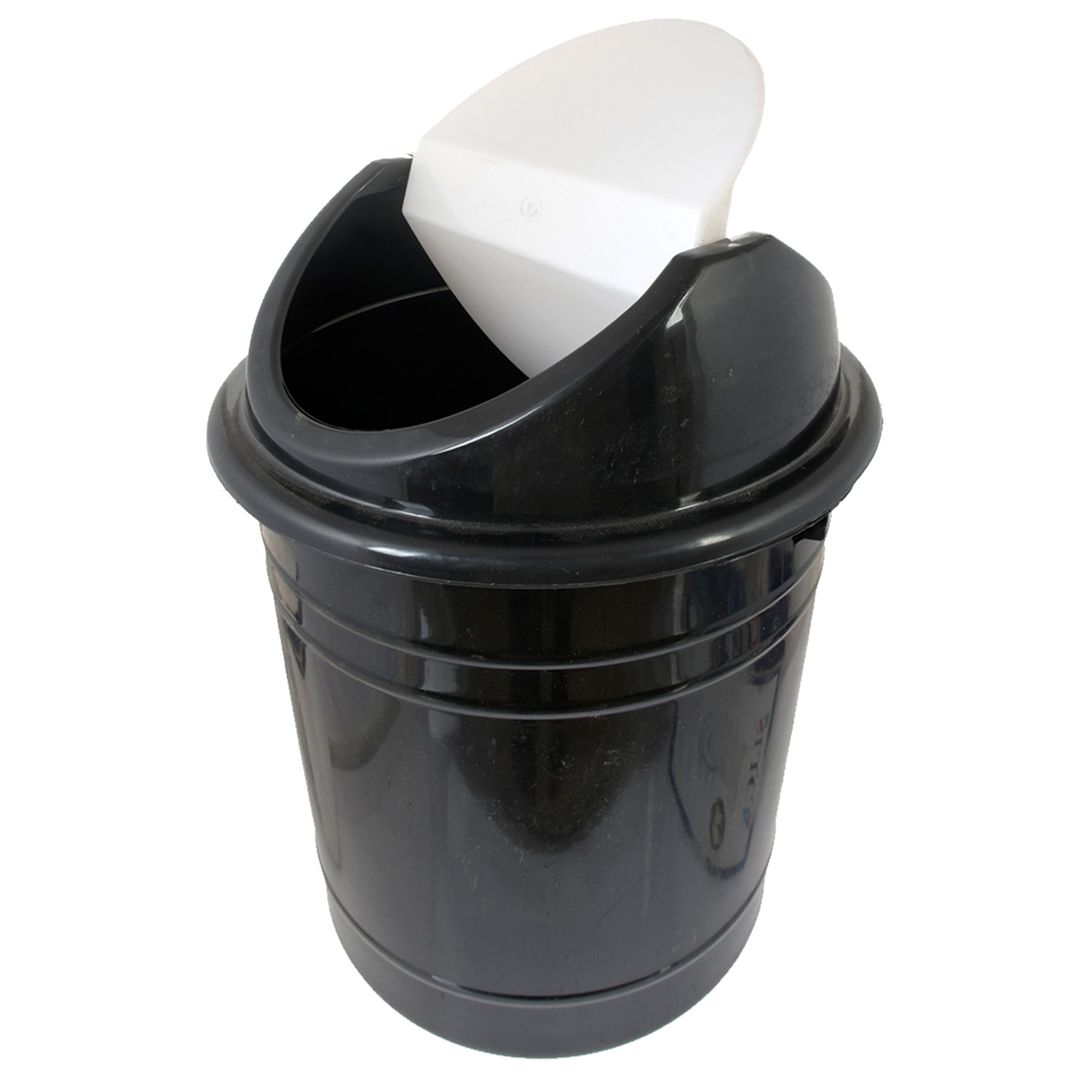 Kuber Industries Plastic Medium Size Swing Dustbin/ Swing Garbage Bin/ Waste Bin, 10 Liters (Black & White)