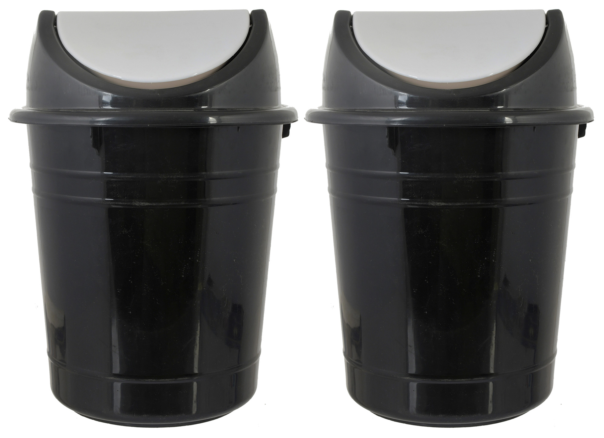 Kuber Industries Plastic Medium Size Swing Dustbin/ Swing Garbage Bin/ Waste Bin, 10 Liters (Black & White)