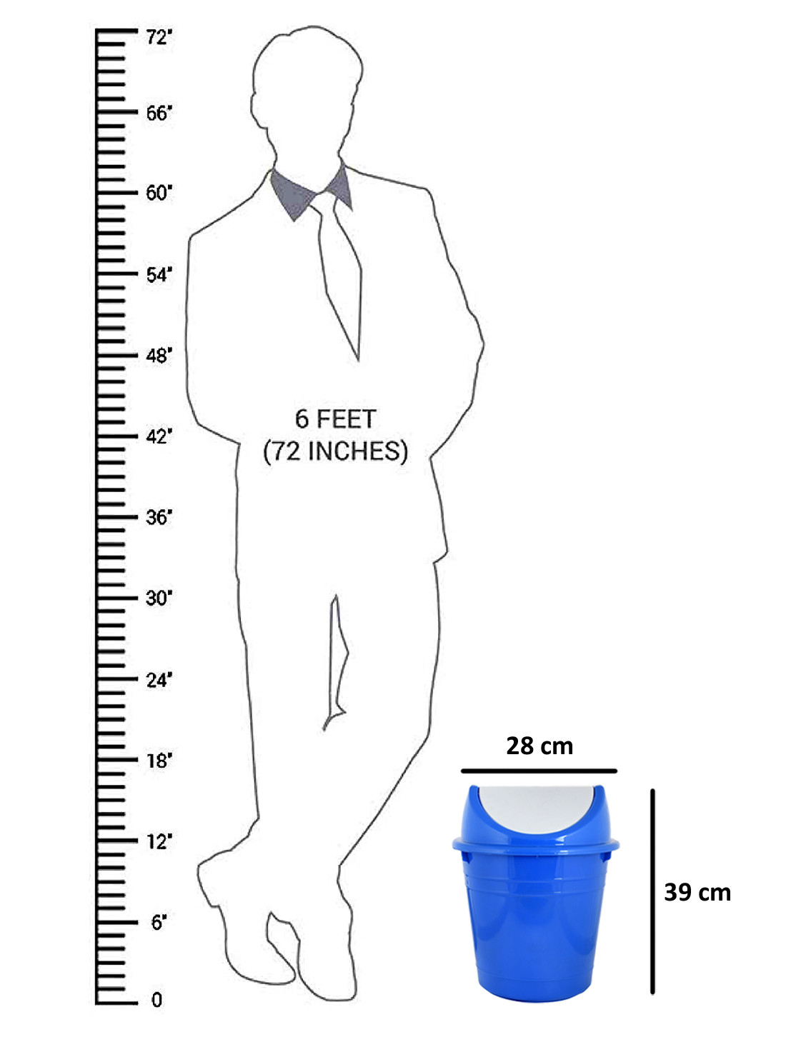 Kuber Industries Plastic Medium Size Swing Lid Garbage Waste Dustbin for Home, Office, Factory, 10 Liters (Blue) -CTKTC38707