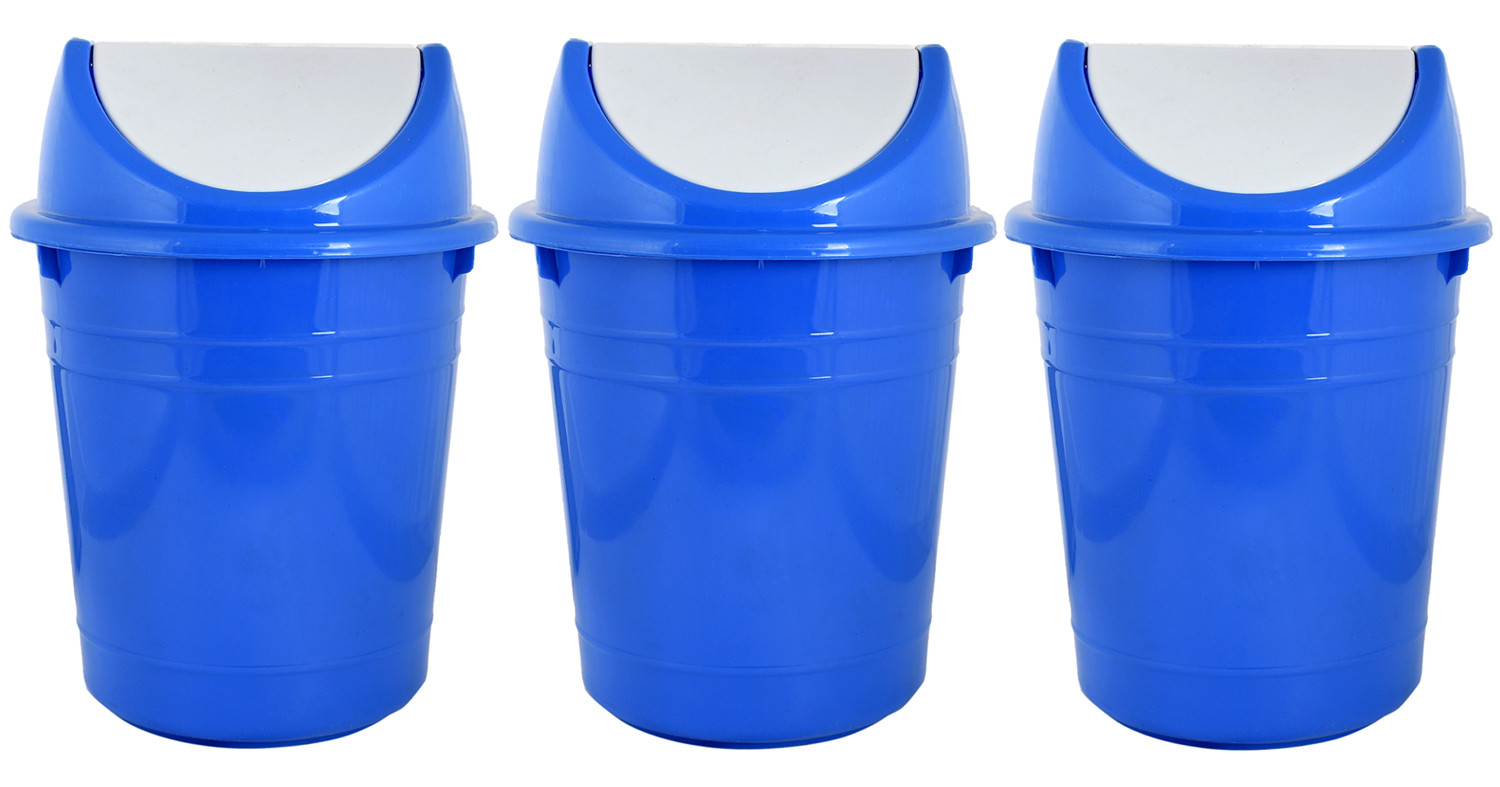 Kuber Industries Plastic Medium Size Swing Lid Garbage Waste Dustbin for Home, Office, Factory, 10 Liters (Blue) -CTKTC38707