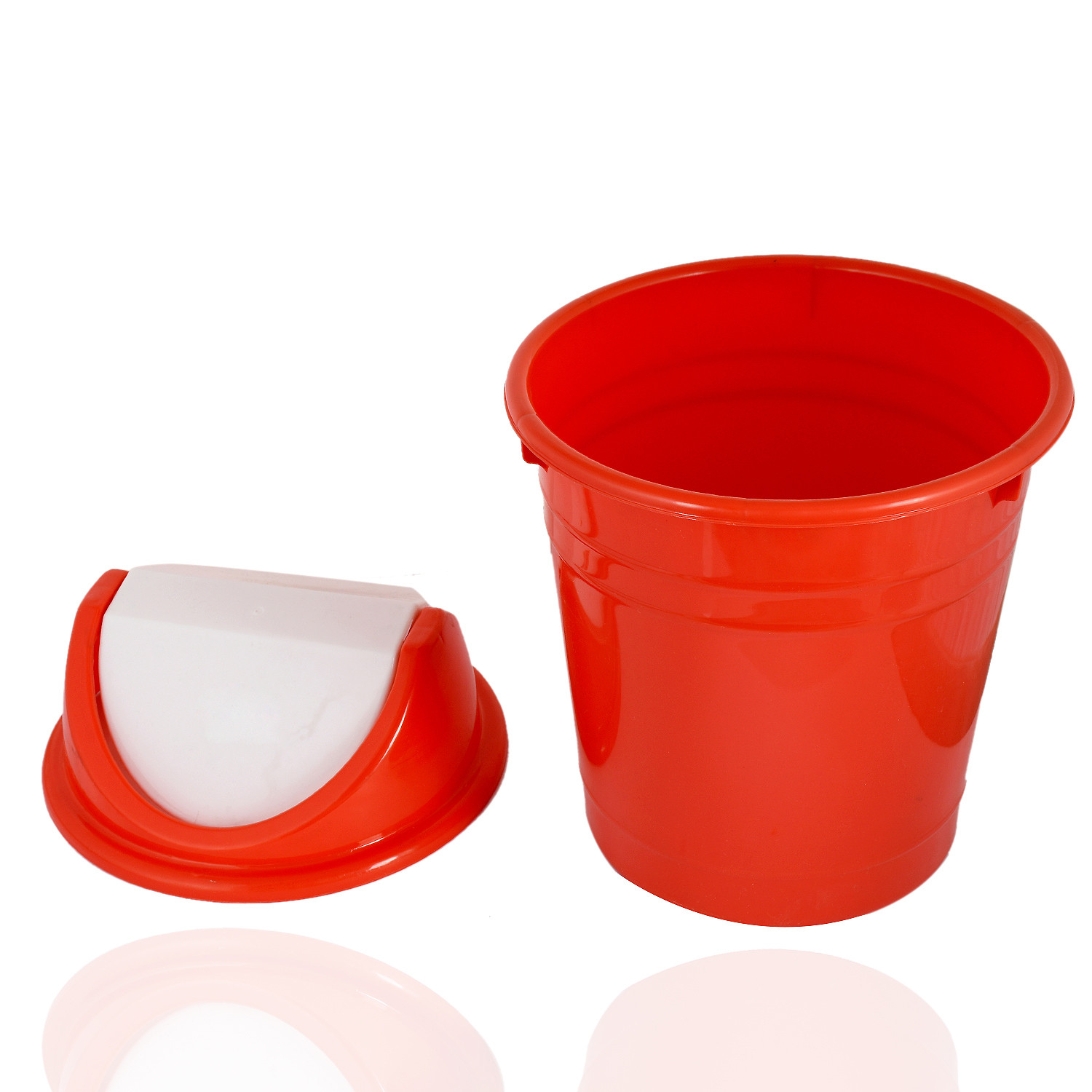 Kuber Industries Plastic Medium Size Swing Lid Garbage Waste Dustbin for Home, Office, Factory, 10 Liters (Red) -CTKTC38713