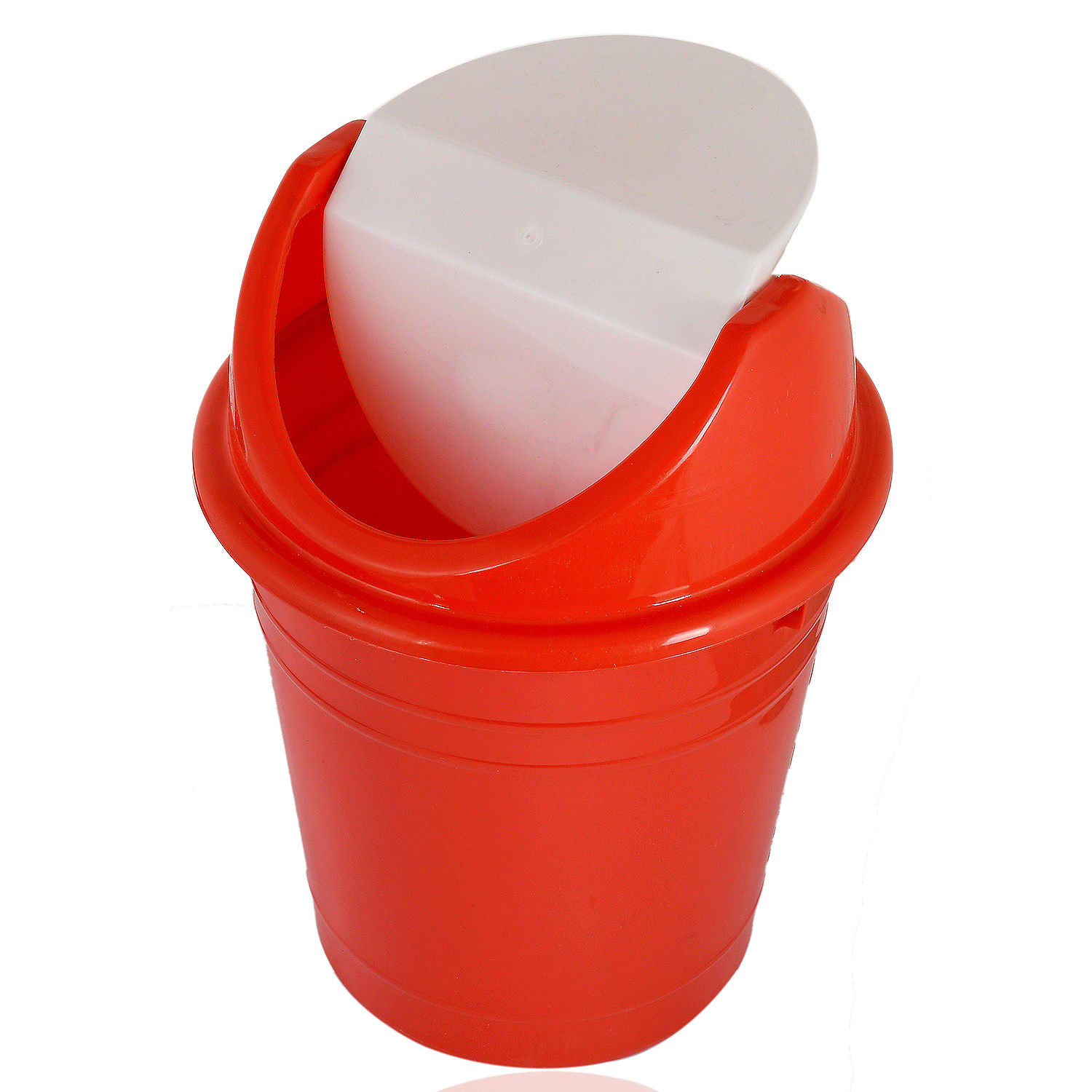 Kuber Industries Plastic Medium Size Swing Lid Garbage Waste Dustbin for Home, Office, Factory, 10 Liters (Red) -CTKTC38713