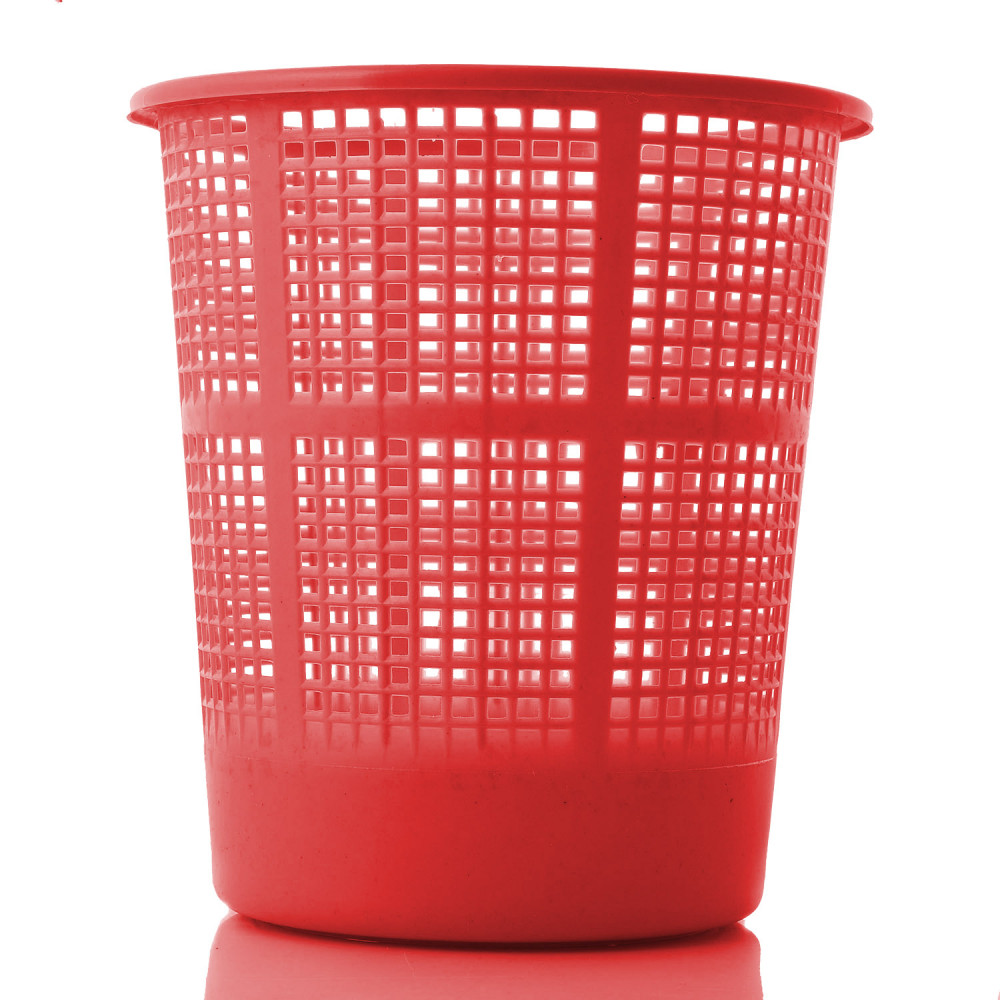 Kuber Industries Plastic Mesh Dustbin Garbage Bin for Office use, School, Bedroom,Kids Room, Home, Multi Purpose,5 Liters (Red)-KUBMART230