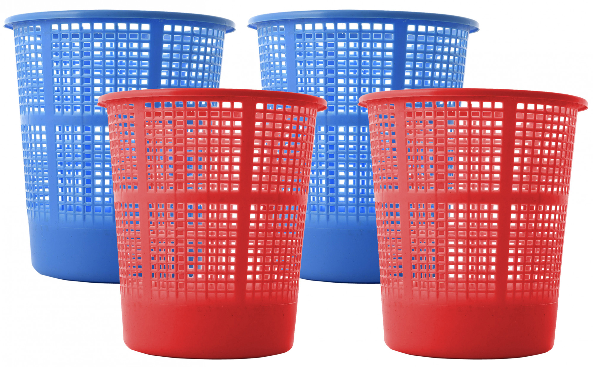 Kuber Industries Plastic Mesh Dustbin Garbage Bin for Office use, School, Bedroom,Kids Room, Home, Multi Purpose,5 Liters (Blue & Red)-KUBMART252