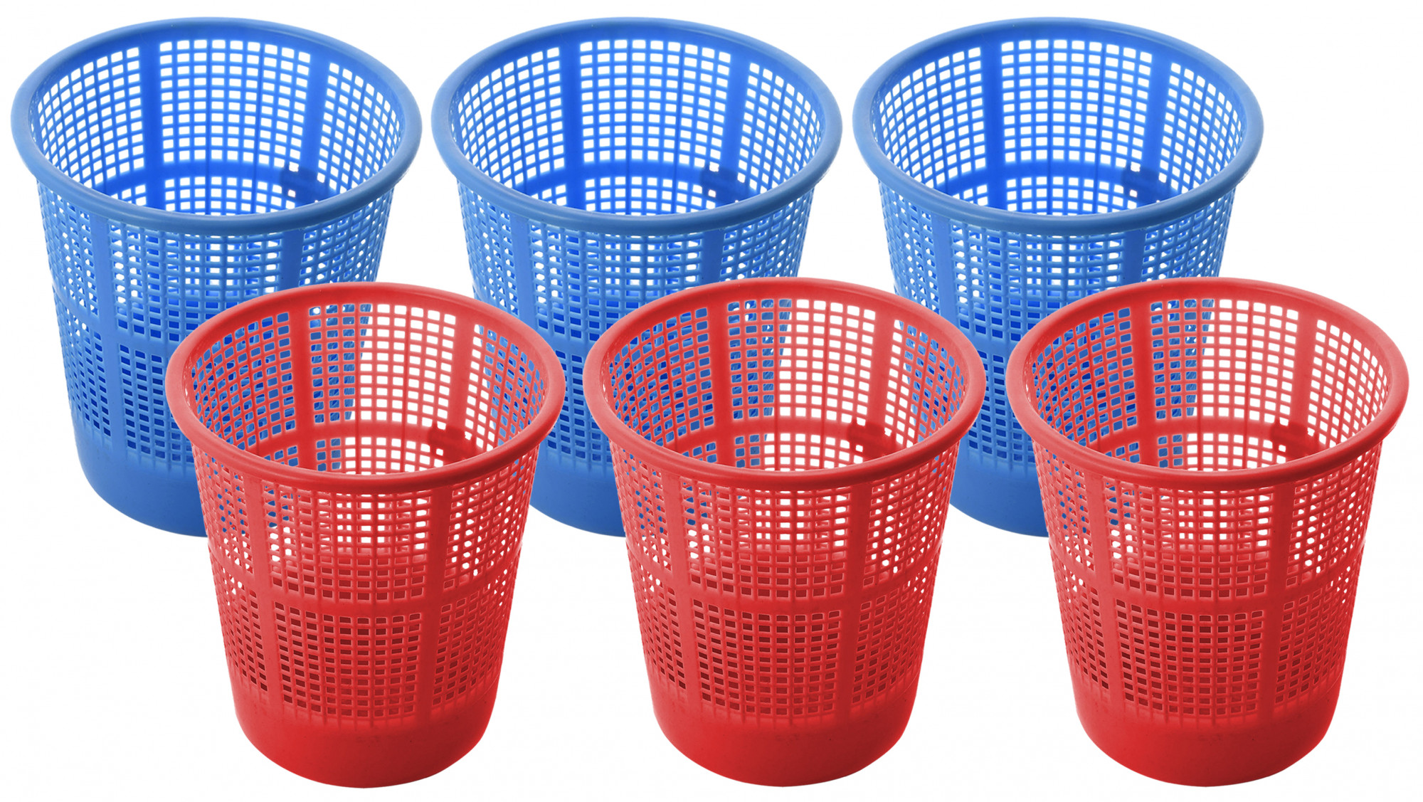 Kuber Industries Plastic Mesh Dustbin Garbage Bin for Office use, School, Bedroom,Kids Room, Home, Multi Purpose,5 Liters (Blue & Red)-KUBMART252