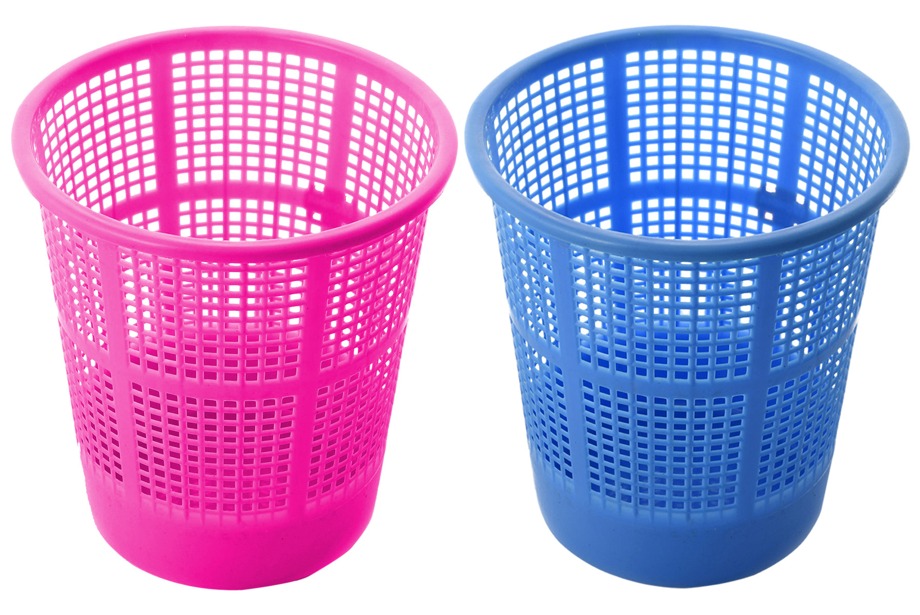 Kuber Industries Plastic Mesh Dustbin Garbage Bin for Office use, School, Bedroom,Kids Room, Home, Multi Purpose,5 Liters (Blue & Pink)-KUBMART254