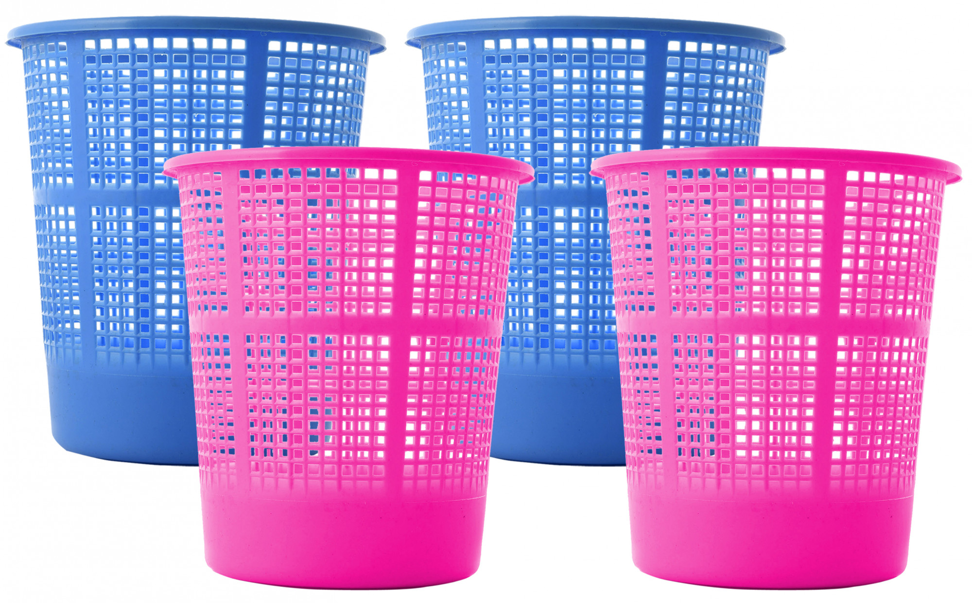Kuber Industries Plastic Mesh Dustbin Garbage Bin for Office use, School, Bedroom,Kids Room, Home, Multi Purpose,5 Liters (Blue & Pink)-KUBMART254