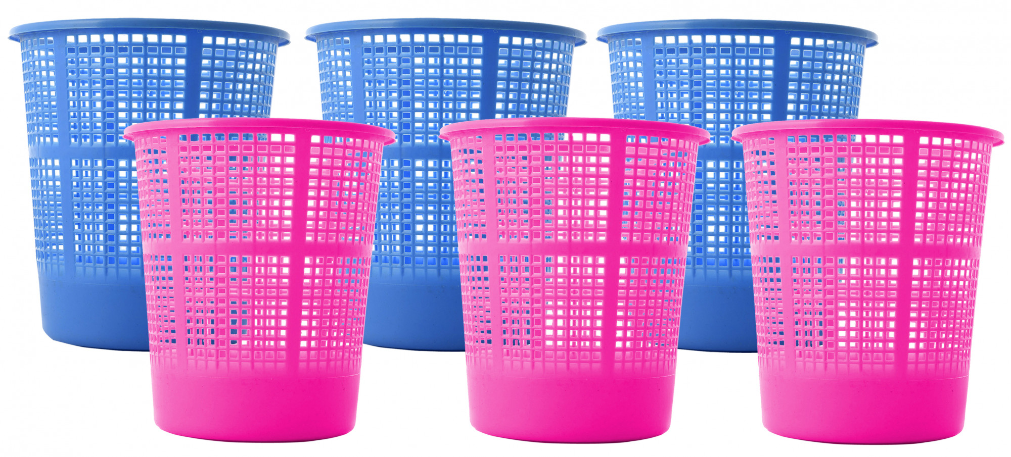 Kuber Industries Plastic Mesh Dustbin Garbage Bin for Office use, School, Bedroom,Kids Room, Home, Multi Purpose,5 Liters (Blue & Pink)-KUBMART254