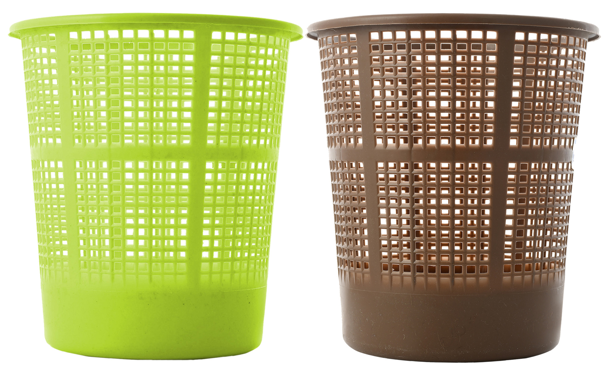 Kuber Industries Plastic Mesh Dustbin Garbage Bin for Office use, School, Bedroom,Kids Room, Home, Multi Purpose,5 Liters (Brown & Green)-KUBMART256