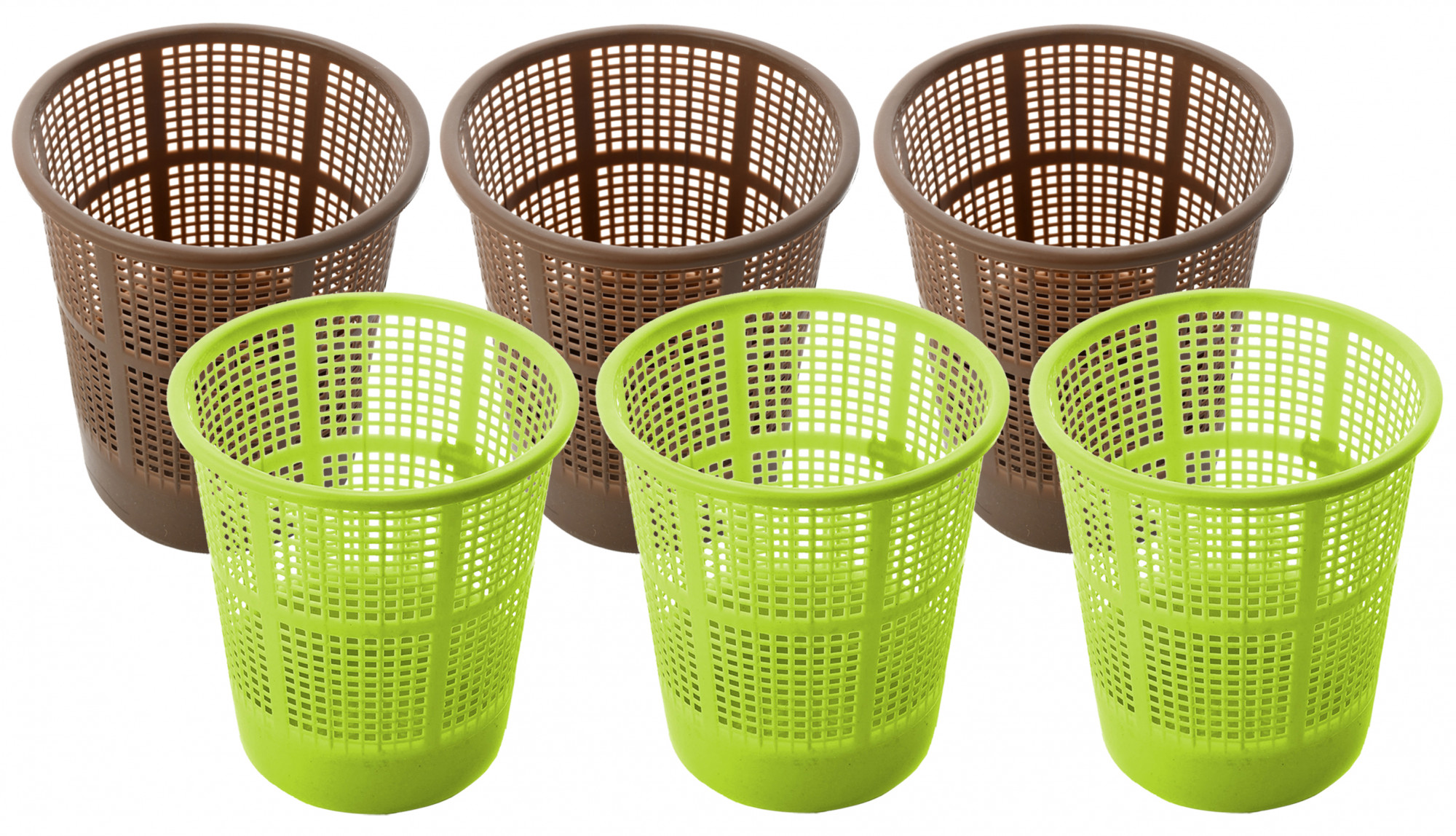 Kuber Industries Plastic Mesh Dustbin Garbage Bin for Office use, School, Bedroom,Kids Room, Home, Multi Purpose,5 Liters (Brown & Green)-KUBMART256