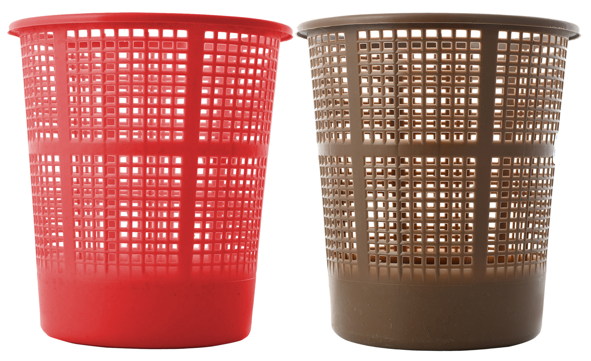 Kuber Industries Plastic Mesh Dustbin Garbage Bin for Office use, School, Bedroom,Kids Room, Home, Multi Purpose,5 Liters (Brown & Red)-KUBMART258
