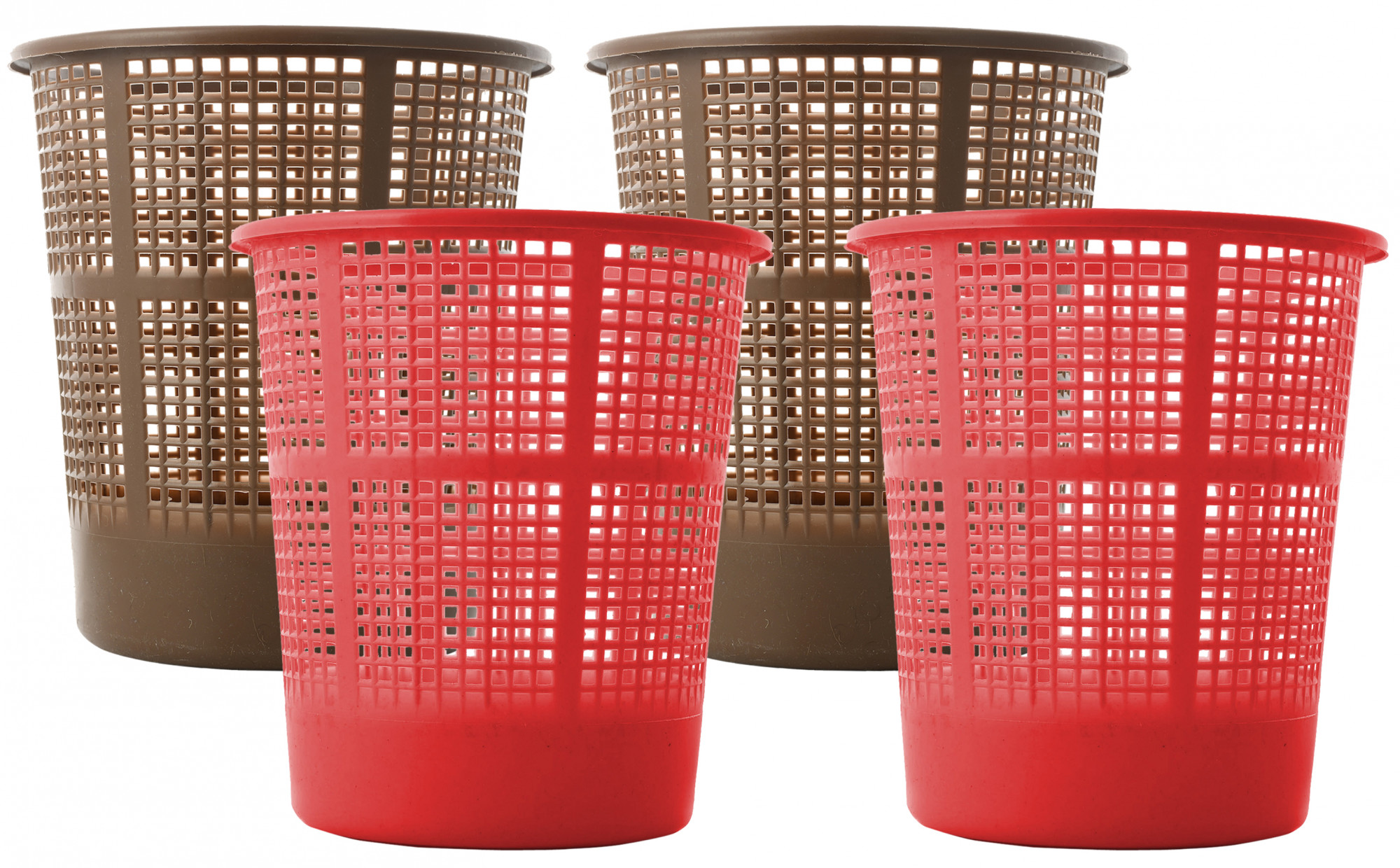 Kuber Industries Plastic Mesh Dustbin Garbage Bin for Office use, School, Bedroom,Kids Room, Home, Multi Purpose,5 Liters (Brown & Red)-KUBMART258