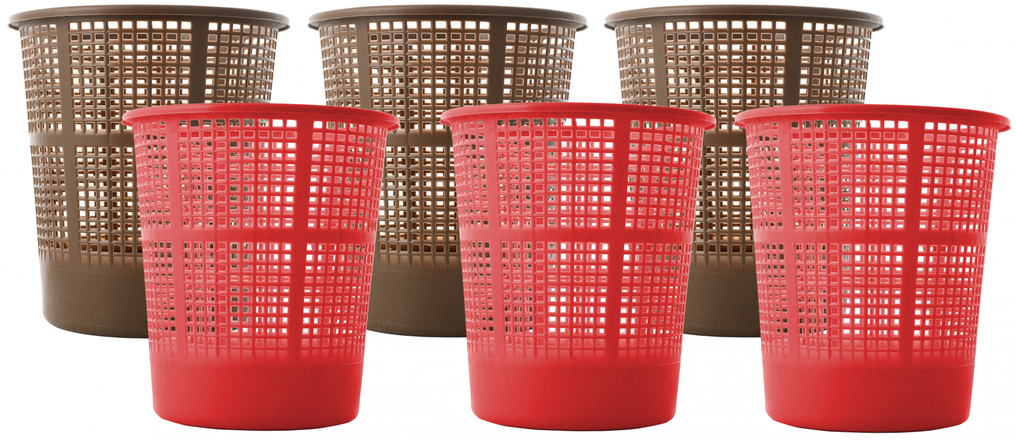 Kuber Industries Plastic Mesh Dustbin Garbage Bin for Office use, School, Bedroom,Kids Room, Home, Multi Purpose,5 Liters (Brown & Red)-KUBMART258