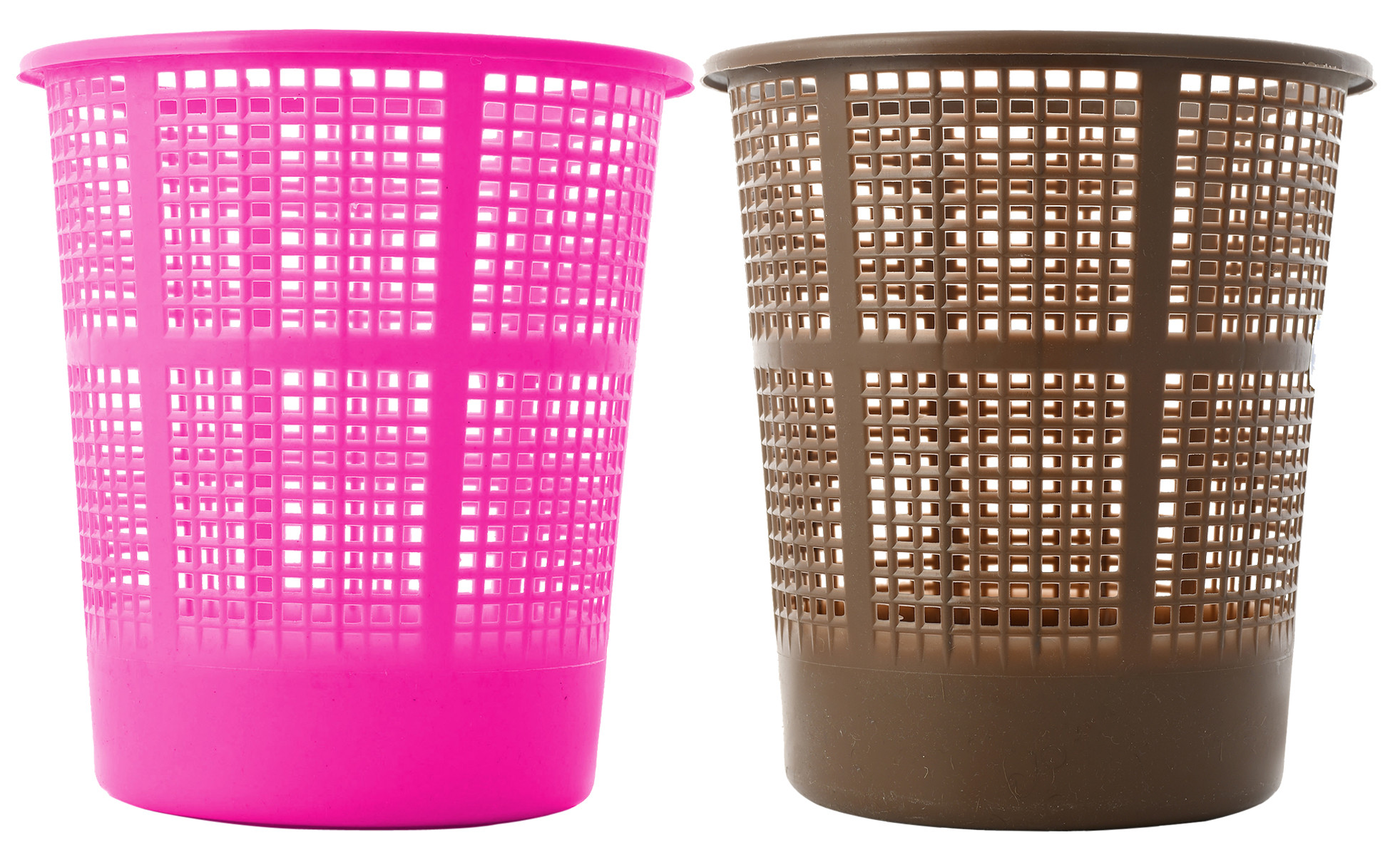 Kuber Industries Plastic Mesh Dustbin Garbage Bin for Office use, School, Bedroom,Kids Room, Home, Multi Purpose,5 Liters (Brown & Pink)-KUBMART260