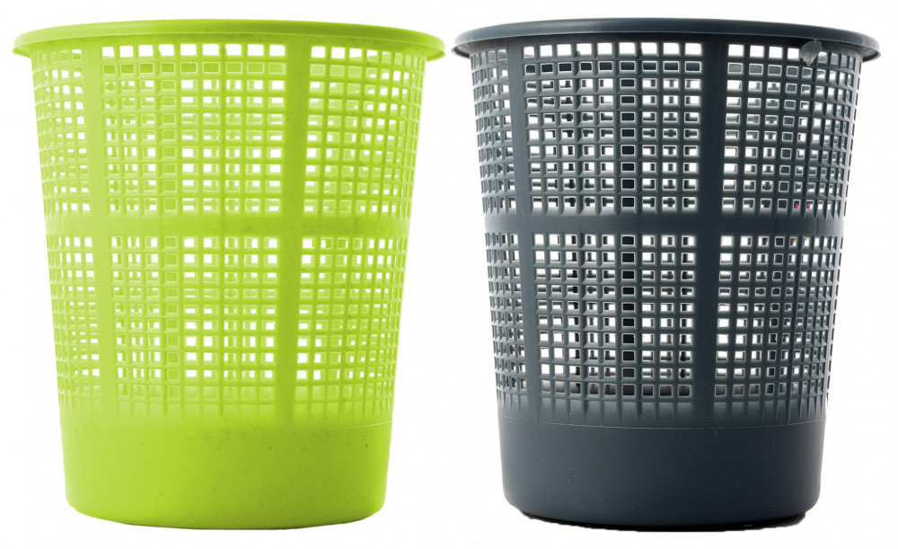 Kuber Industries Plastic Mesh Dustbin Garbage Bin for Office use, School, Bedroom,Kids Room, Home, Multi Purpose,5 Liters (Grey &amp; Green)-KUBMART262