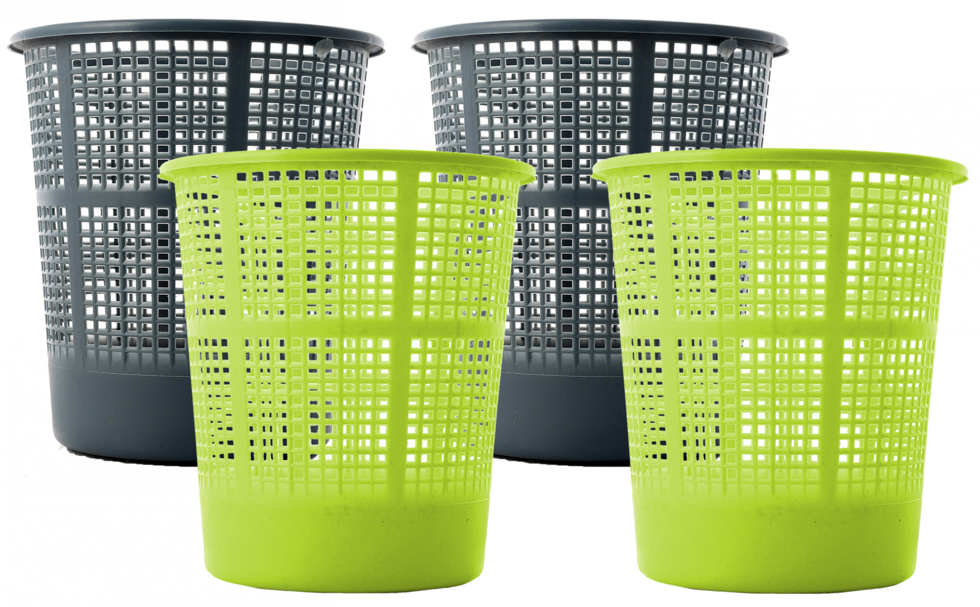 Kuber Industries Plastic Mesh Dustbin Garbage Bin for Office use, School, Bedroom,Kids Room, Home, Multi Purpose,5 Liters (Grey & Green)-KUBMART262