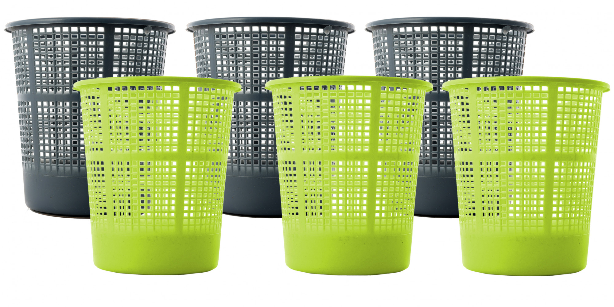 Kuber Industries Plastic Mesh Dustbin Garbage Bin for Office use, School, Bedroom,Kids Room, Home, Multi Purpose,5 Liters (Grey & Green)-KUBMART262