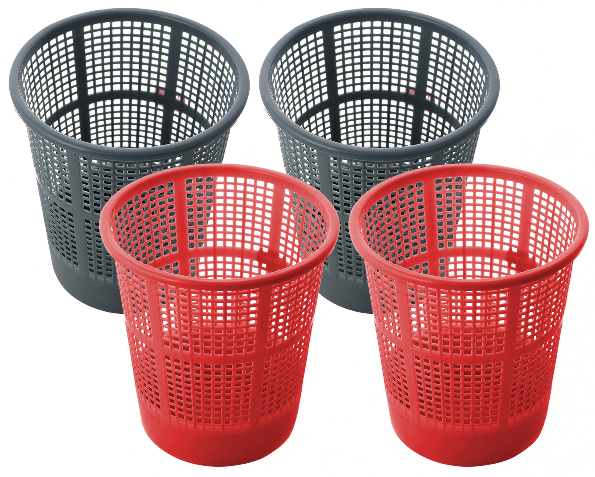 Kuber Industries Plastic Mesh Dustbin Garbage Bin for Office use, School, Bedroom,Kids Room, Home, Multi Purpose,5 Liters (Grey & Red)-KUBMART264