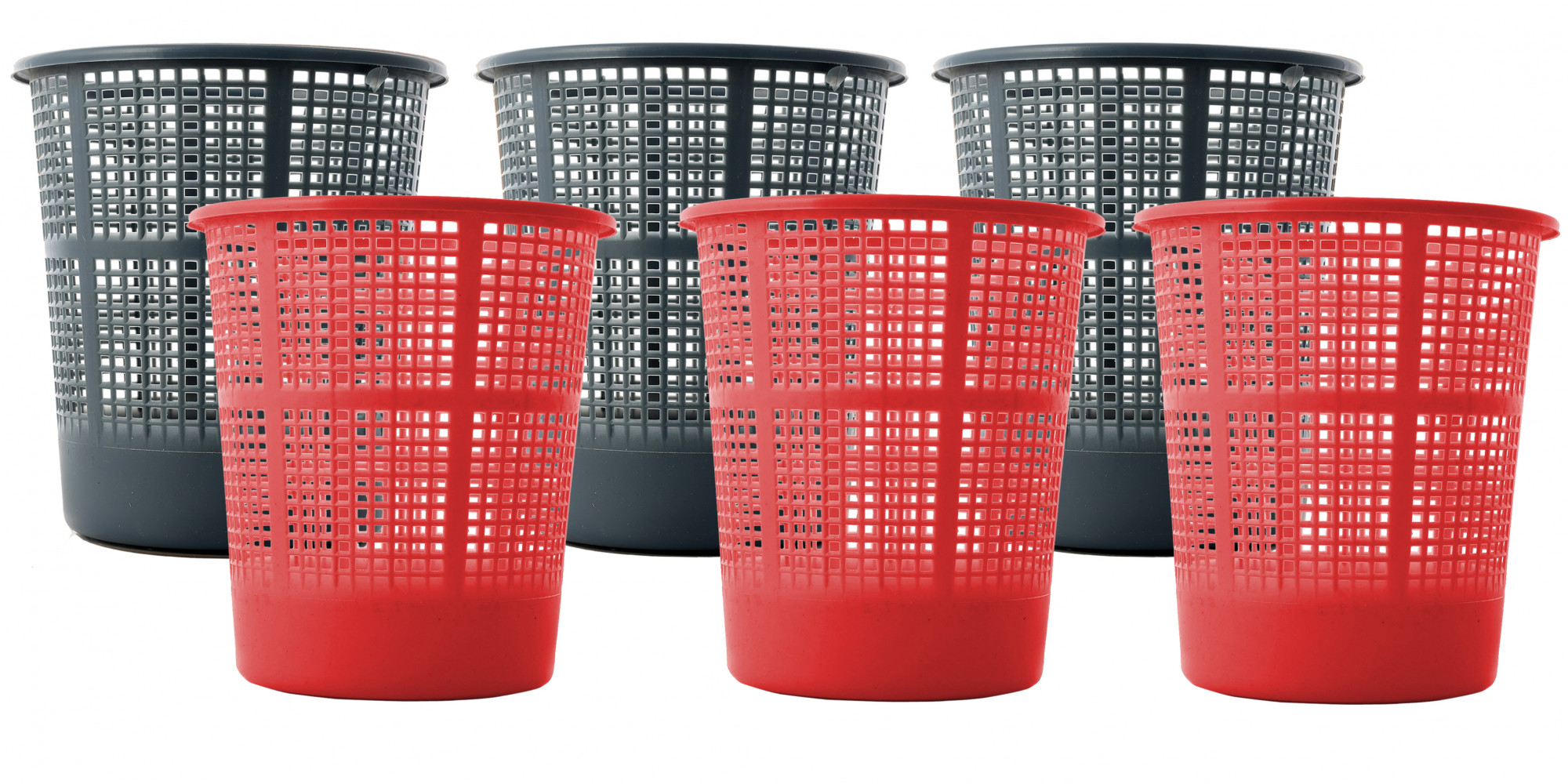 Kuber Industries Plastic Mesh Dustbin Garbage Bin for Office use, School, Bedroom,Kids Room, Home, Multi Purpose,5 Liters (Grey & Red)-KUBMART264