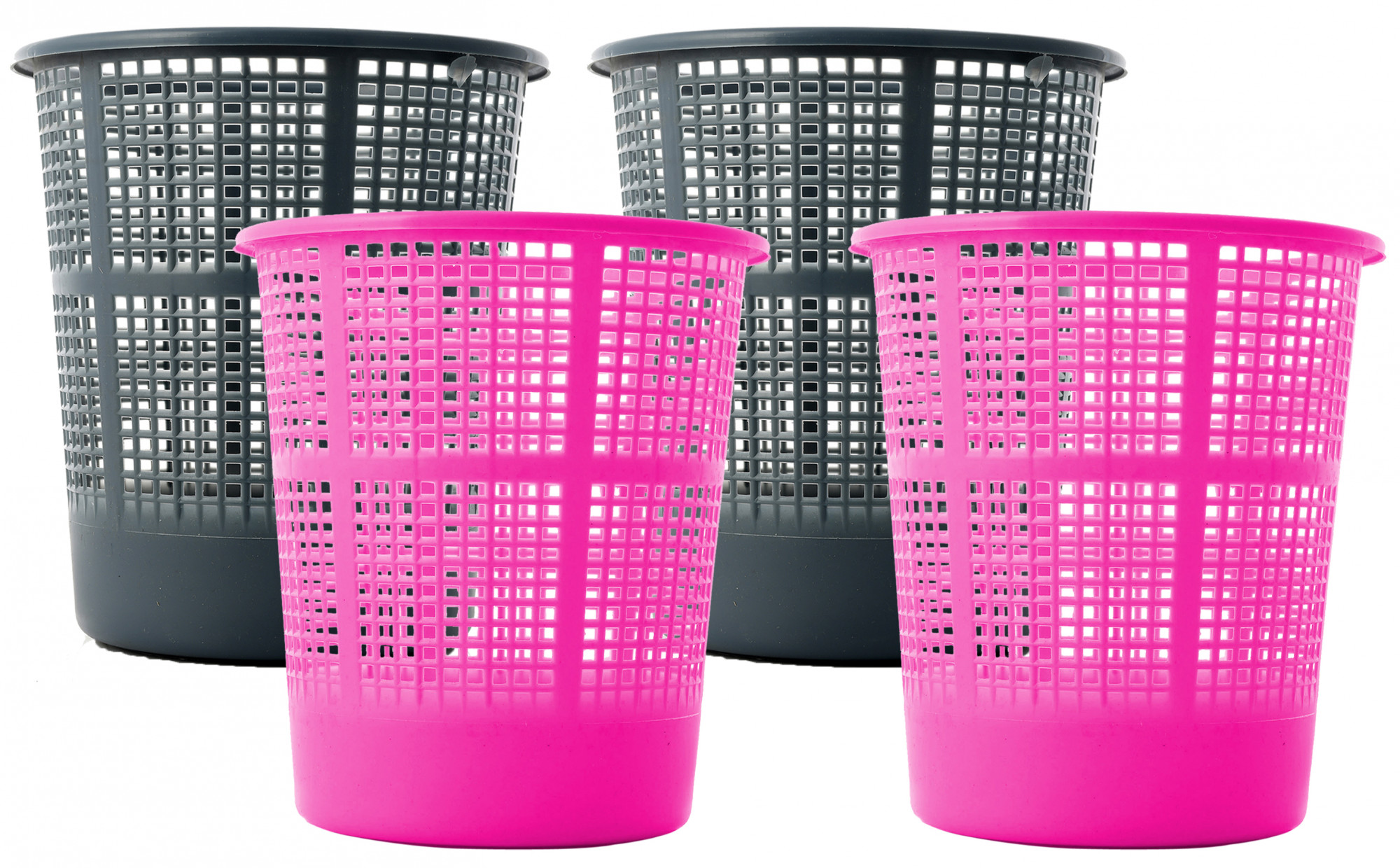 Kuber Industries Plastic Mesh Dustbin Garbage Bin for Office use, School, Bedroom,Kids Room, Home, Multi Purpose,5 Liters (Grey & Pink)-KUBMART266
