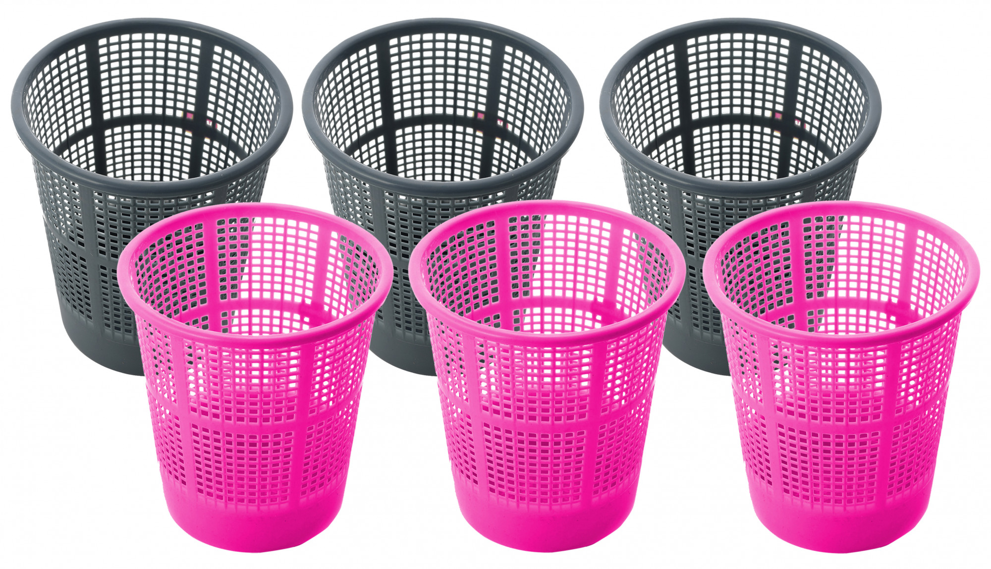 Kuber Industries Plastic Mesh Dustbin Garbage Bin for Office use, School, Bedroom,Kids Room, Home, Multi Purpose,5 Liters (Grey & Pink)-KUBMART266