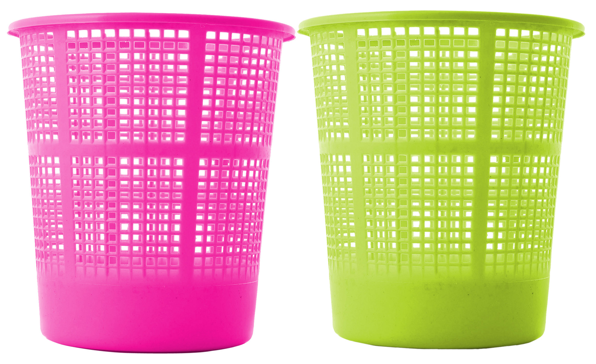 Kuber Industries Plastic Mesh Dustbin Garbage Bin for Office use, School, Bedroom,Kids Room, Home, Multi Purpose,5 Liters (Green & Pink)-KUBMART270