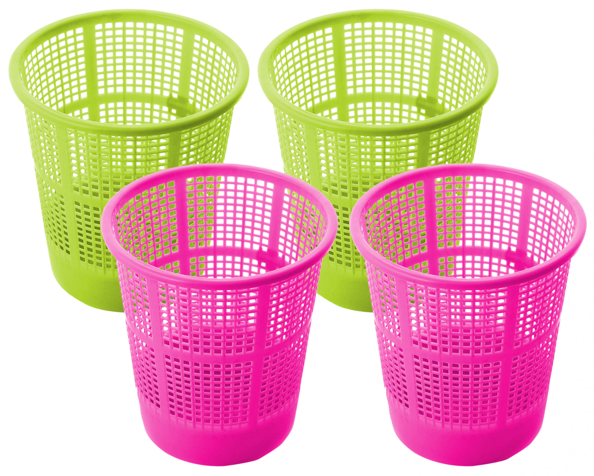 Kuber Industries Plastic Mesh Dustbin Garbage Bin for Office use, School, Bedroom,Kids Room, Home, Multi Purpose,5 Liters (Green & Pink)-KUBMART270