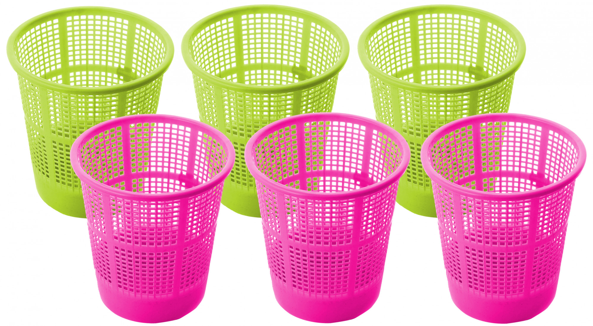 Kuber Industries Plastic Mesh Dustbin Garbage Bin for Office use, School, Bedroom,Kids Room, Home, Multi Purpose,5 Liters (Green & Pink)-KUBMART270