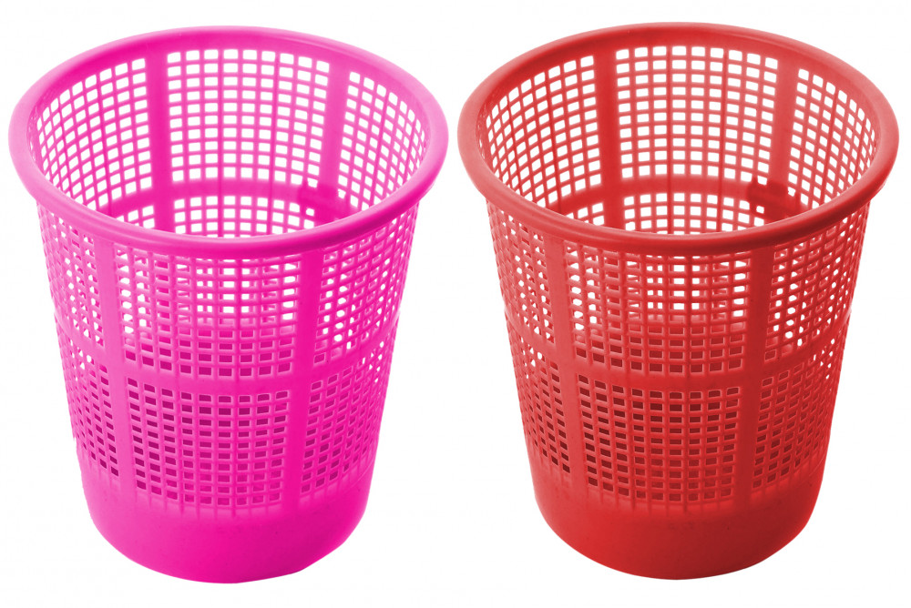 Kuber Industries Plastic Mesh Dustbin Garbage Bin for Office use, School, Bedroom,Kids Room, Home, Multi Purpose,5 Liters (Red &amp; Pink)-KUBMART272