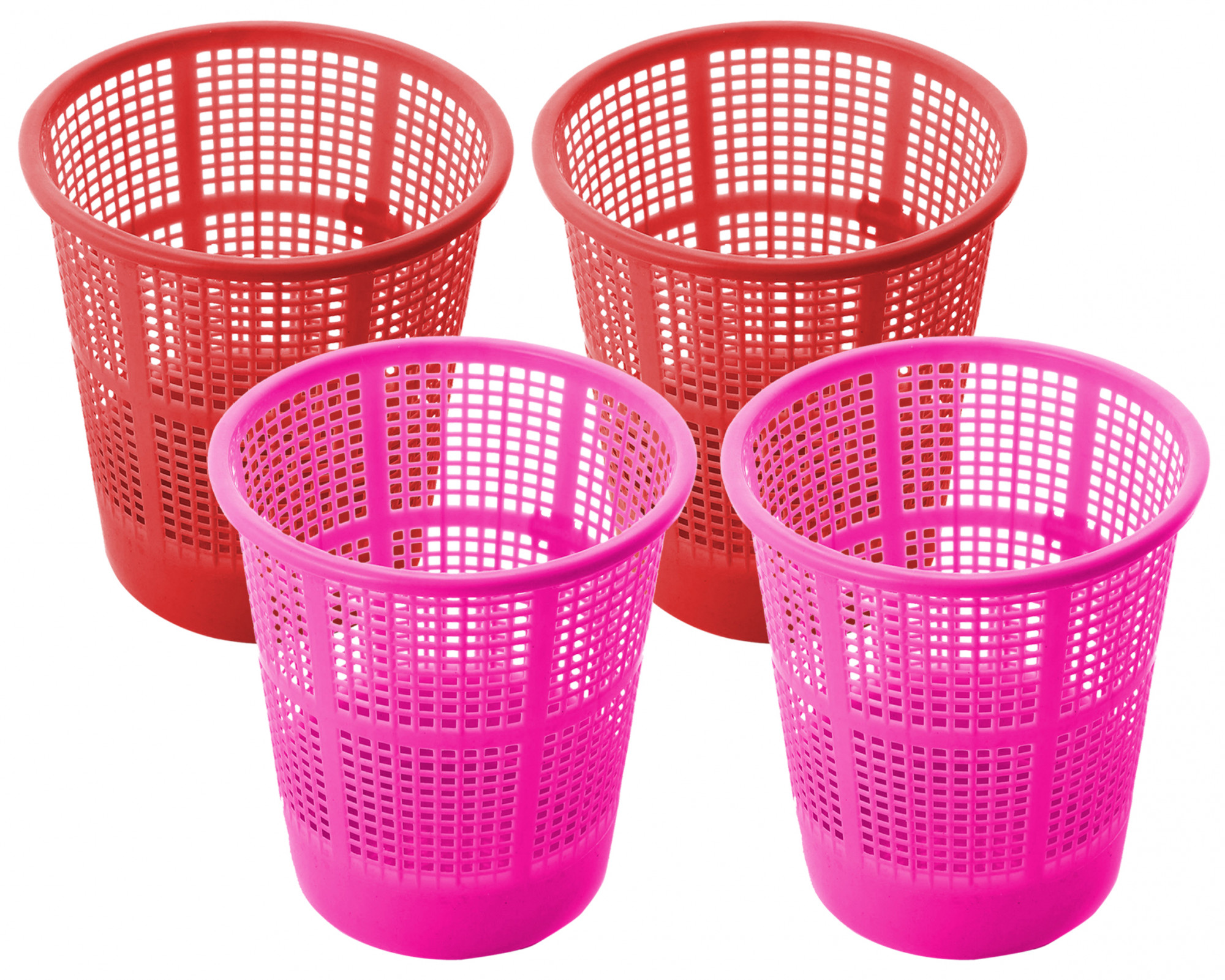 Kuber Industries Plastic Mesh Dustbin Garbage Bin for Office use, School, Bedroom,Kids Room, Home, Multi Purpose,5 Liters (Red & Pink)-KUBMART272
