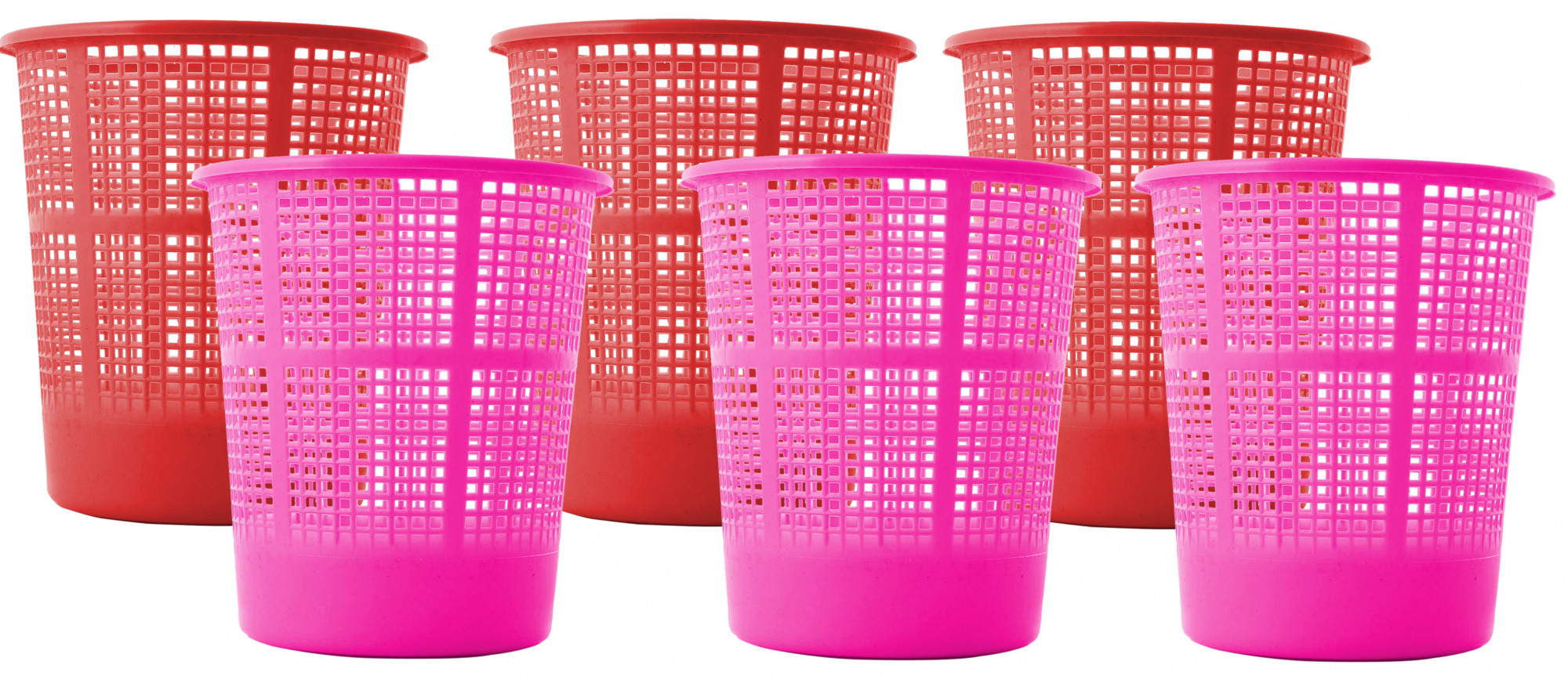 Kuber Industries Plastic Mesh Dustbin Garbage Bin for Office use, School, Bedroom,Kids Room, Home, Multi Purpose,5 Liters (Red & Pink)-KUBMART272