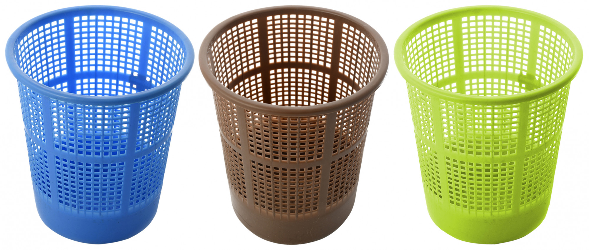 Kuber Industries Plastic Mesh Dustbin Garbage Bin for Office use, School, Bedroom,Kids Room, Home, Multi Purpose,5 Liters (Blue & Brown & Green)-KUBMART274