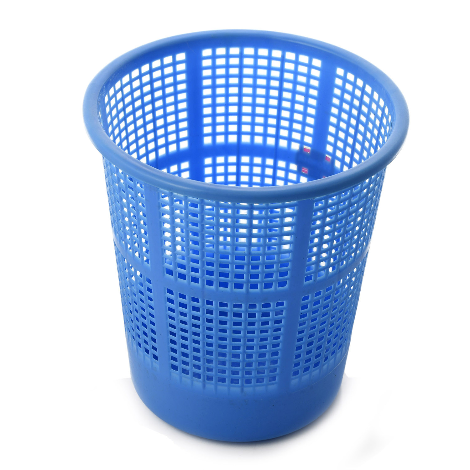 Kuber Industries Plastic Mesh Dustbin Garbage Bin for Office use, School, Bedroom,Kids Room, Home, Multi Purpose,5 Liters (Blue & Brown & Red)-KUBMART276