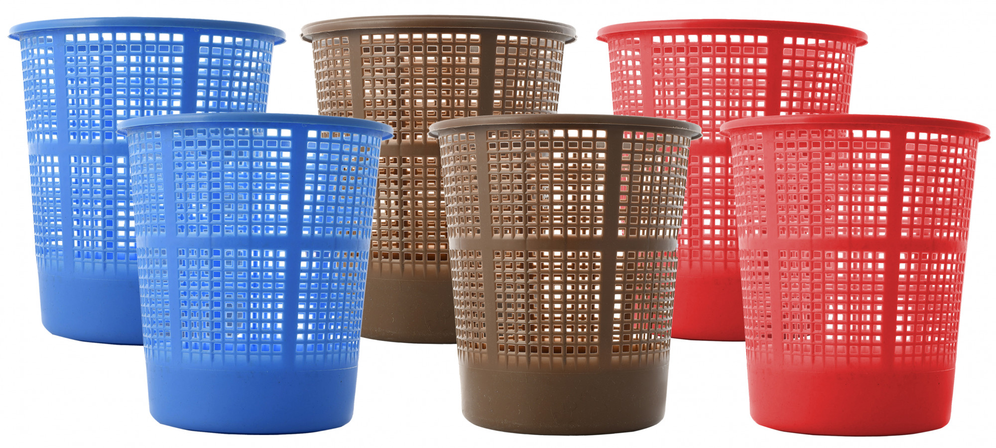 Kuber Industries Plastic Mesh Dustbin Garbage Bin for Office use, School, Bedroom,Kids Room, Home, Multi Purpose,5 Liters (Blue & Brown & Red)-KUBMART276