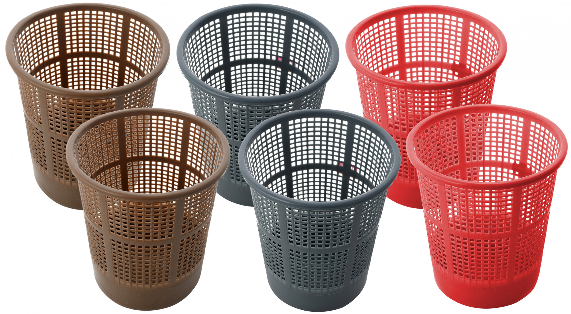 Kuber Industries Plastic Mesh Dustbin Garbage Bin for Office use, School, Bedroom,Kids Room, Home, Multi Purpose,5 Liters (Brown & Grey & Red)-KUBMART282