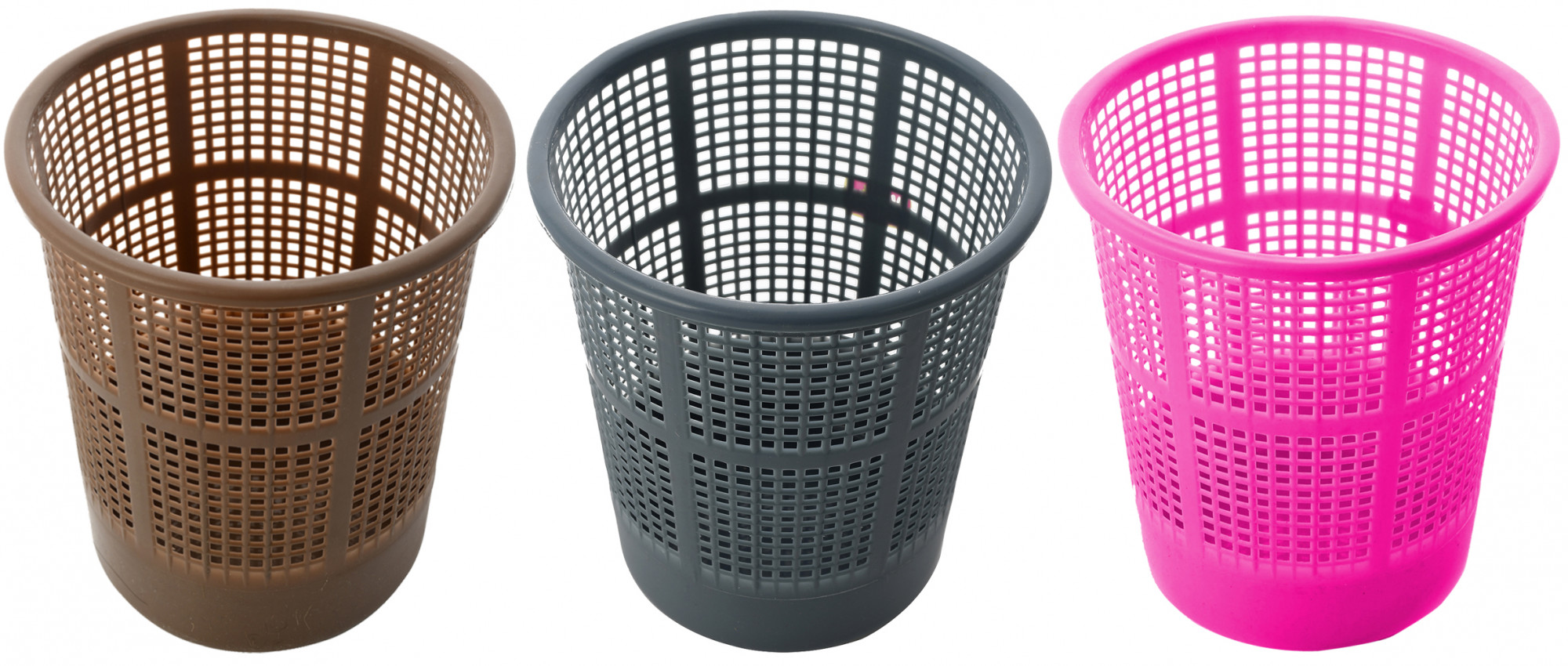 Kuber Industries Plastic Mesh Dustbin Garbage Bin for Office use, School, Bedroom,Kids Room, Home, Multi Purpose,5 Liters (Brown & Grey & Pink)-KUBMART284
