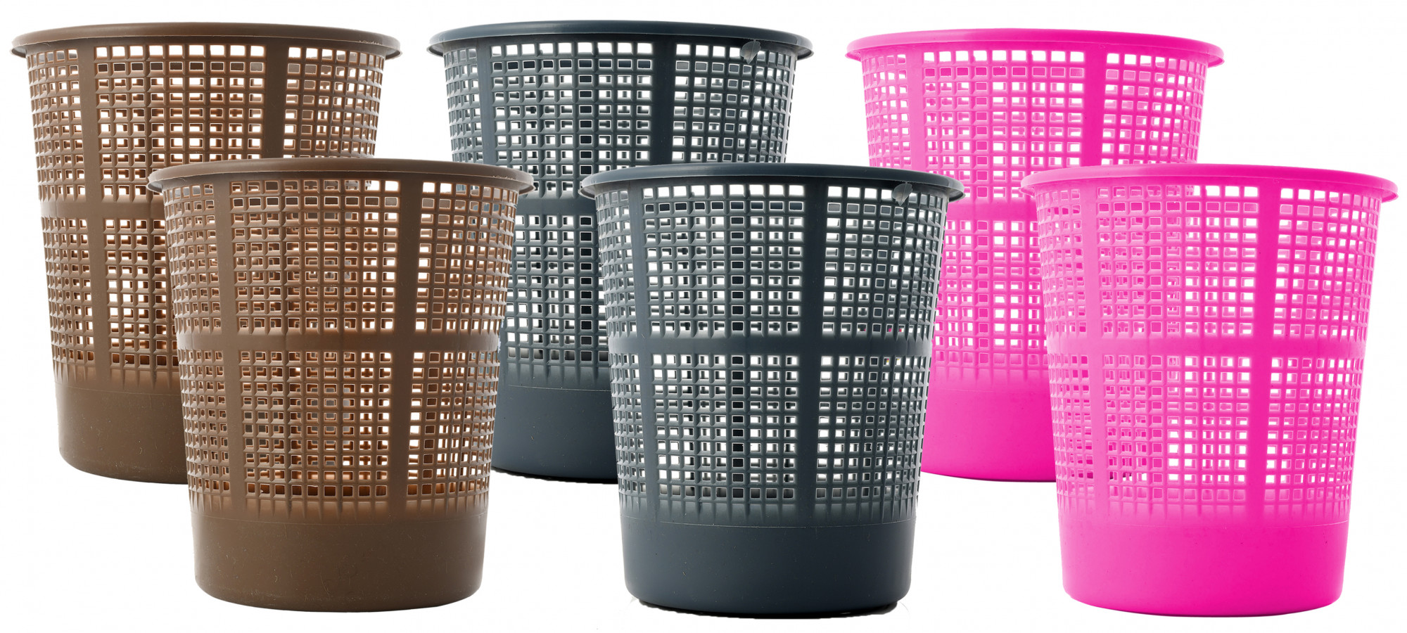 Kuber Industries Plastic Mesh Dustbin Garbage Bin for Office use, School, Bedroom,Kids Room, Home, Multi Purpose,5 Liters (Brown & Grey & Pink)-KUBMART284