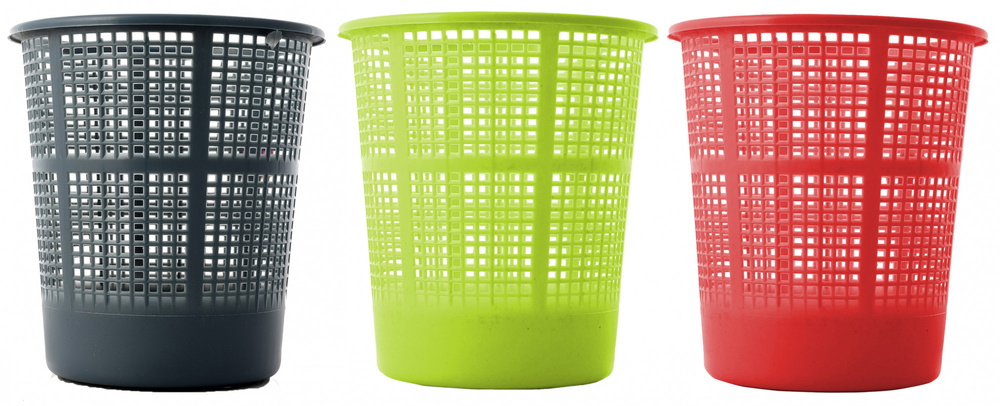 Kuber Industries Plastic Mesh Dustbin Garbage Bin for Office use, School, Bedroom,Kids Room, Home, Multi Purpose,5 Liters (Grey & Green & Red)-KUBMART286