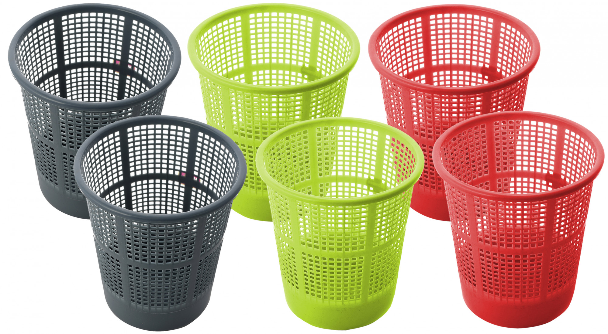 Kuber Industries Plastic Mesh Dustbin Garbage Bin for Office use, School, Bedroom,Kids Room, Home, Multi Purpose,5 Liters (Grey & Green & Red)-KUBMART286