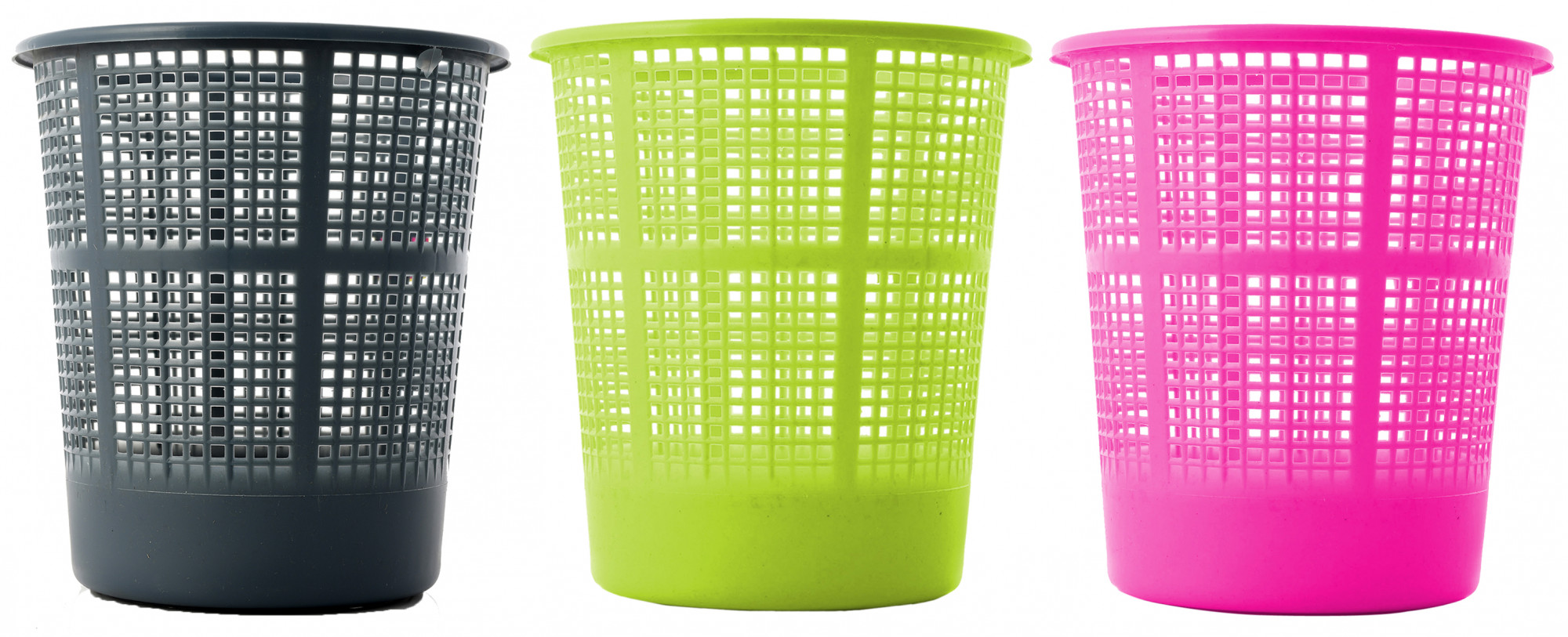 Kuber Industries Plastic Mesh Dustbin Garbage Bin for Office use, School, Bedroom,Kids Room, Home, Multi Purpose,5 Liters (Grey & Green & Pink)-KUBMART288