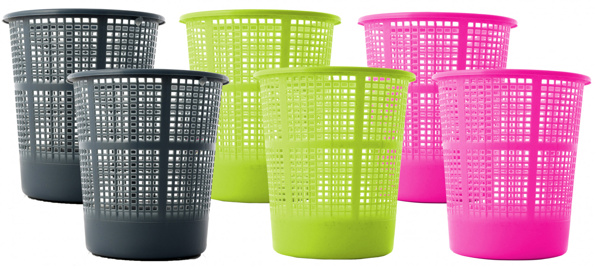 Kuber Industries Plastic Mesh Dustbin Garbage Bin for Office use, School, Bedroom,Kids Room, Home, Multi Purpose,5 Liters (Grey & Green & Pink)-KUBMART288