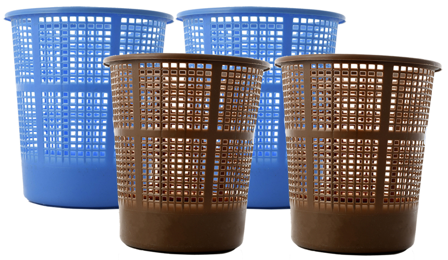 Kuber Industries Plastic Mesh Dustbin Garbage Bin for Office use, School, Bedroom,Kids Room, Home, Multi Purpose,5 Liters (Blue & Brown)