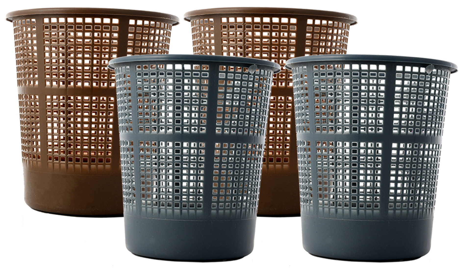 Kuber Industries Plastic Mesh Dustbin Garbage Bin for Office use, School, Bedroom,Kids Room, Home, Multi Purpose,5 Liters (Brown & Grey)