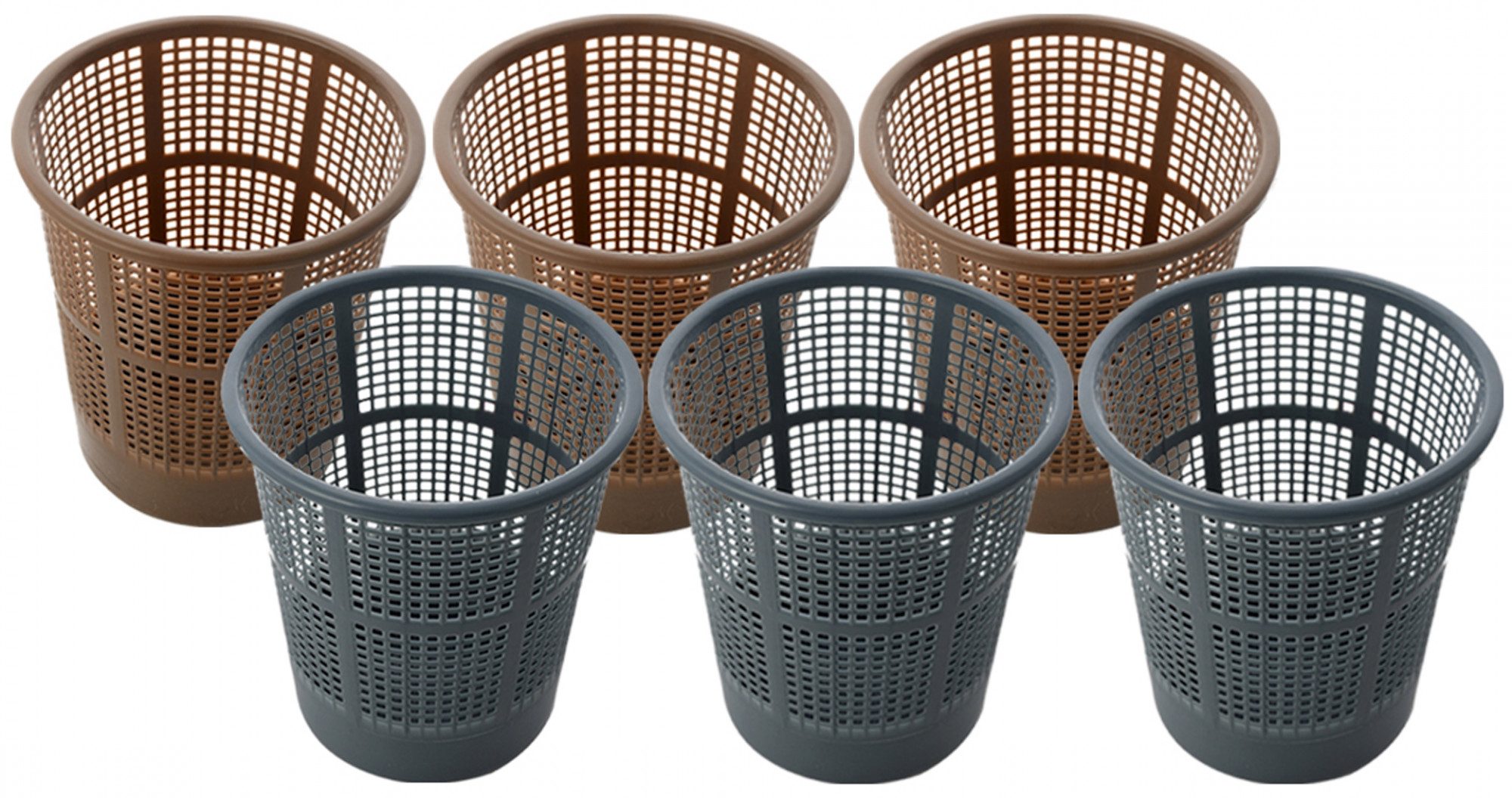 Kuber Industries Plastic Mesh Dustbin Garbage Bin for Office use, School, Bedroom,Kids Room, Home, Multi Purpose,5 Liters (Brown & Grey)