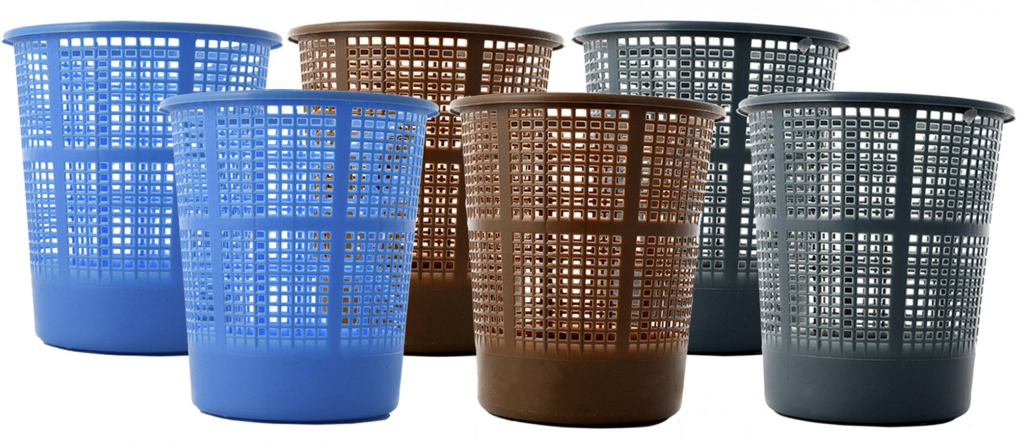 Kuber Industries Plastic Mesh Dustbin Garbage Bin for Office use, School, Bedroom,Kids Room, Home, Multi Purpose,5 Liters (Blue & Brown & Grey)