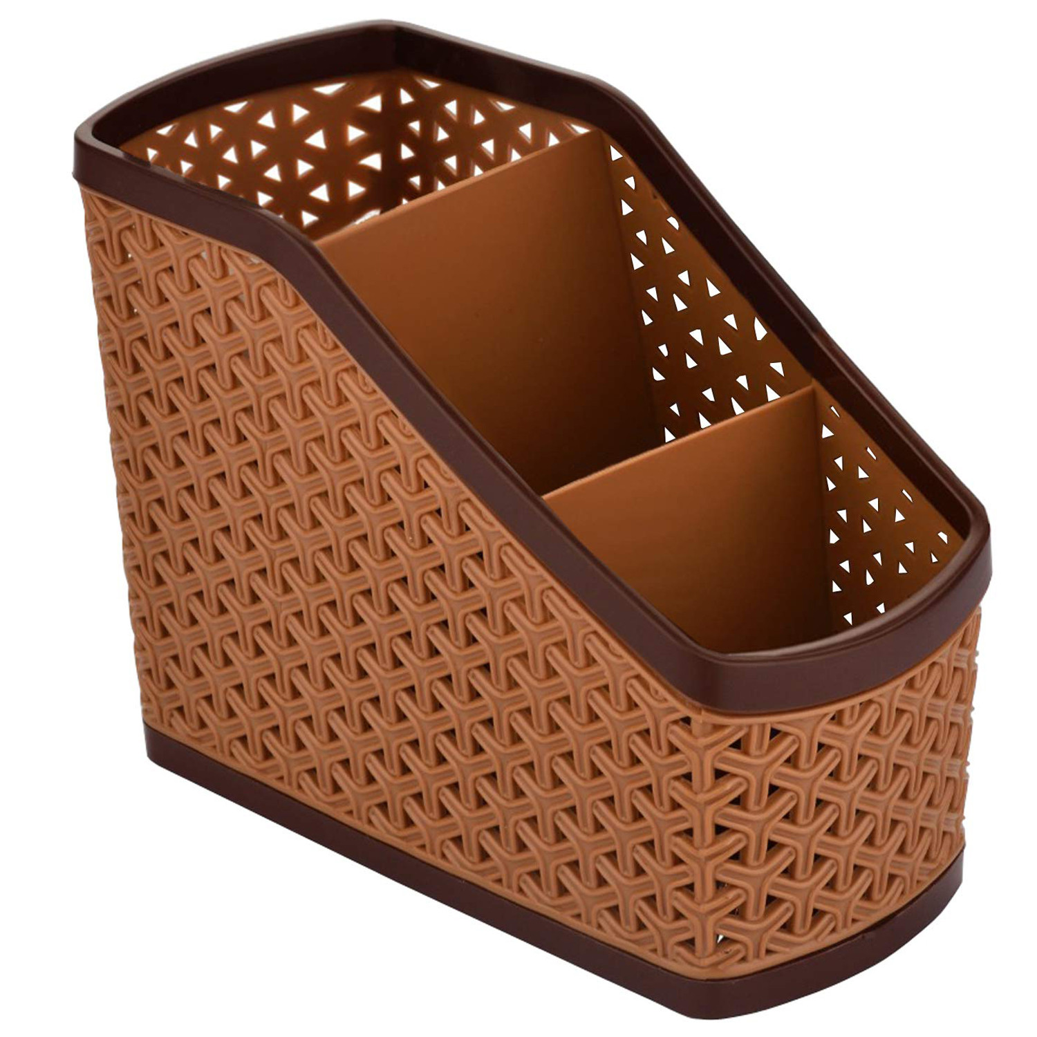 Kuber Industries Plastic Multi-Purpose Compact Desk Storage Organizer Stationary Box For Case Pen Pencil Holder, Plastic Cosmetics, Make Up Organizer Container(Beige)-KUBMART3230